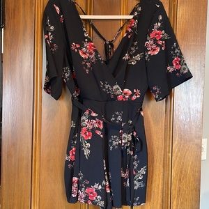 Trixxi Black Floral Print Romper